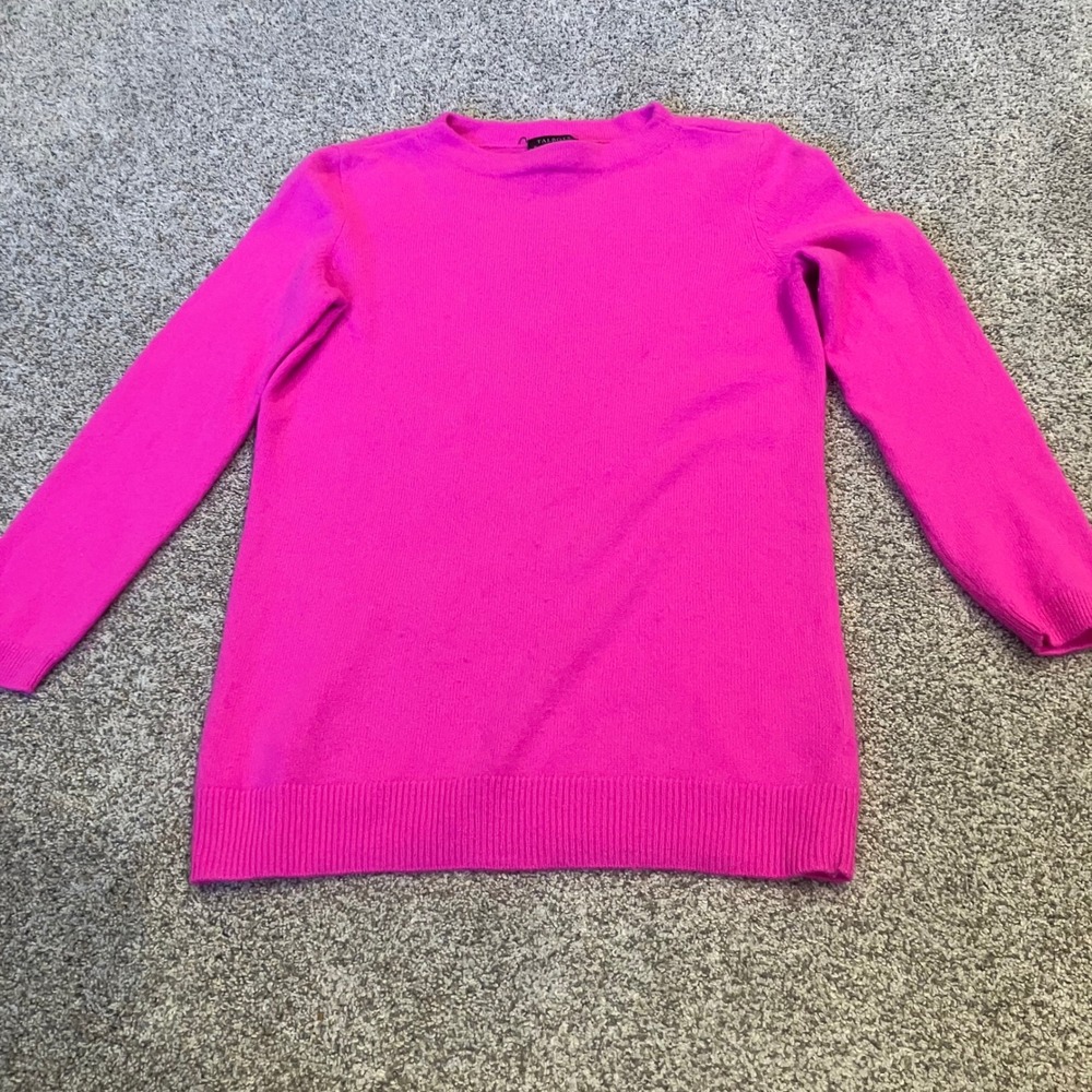 Talbots Petite Hot Pink 100% Pure Cashmere Crewneck Sweater Size P XS Barbiecore